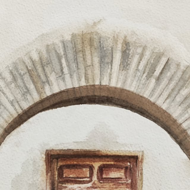 Acuarela de una puerta antigua